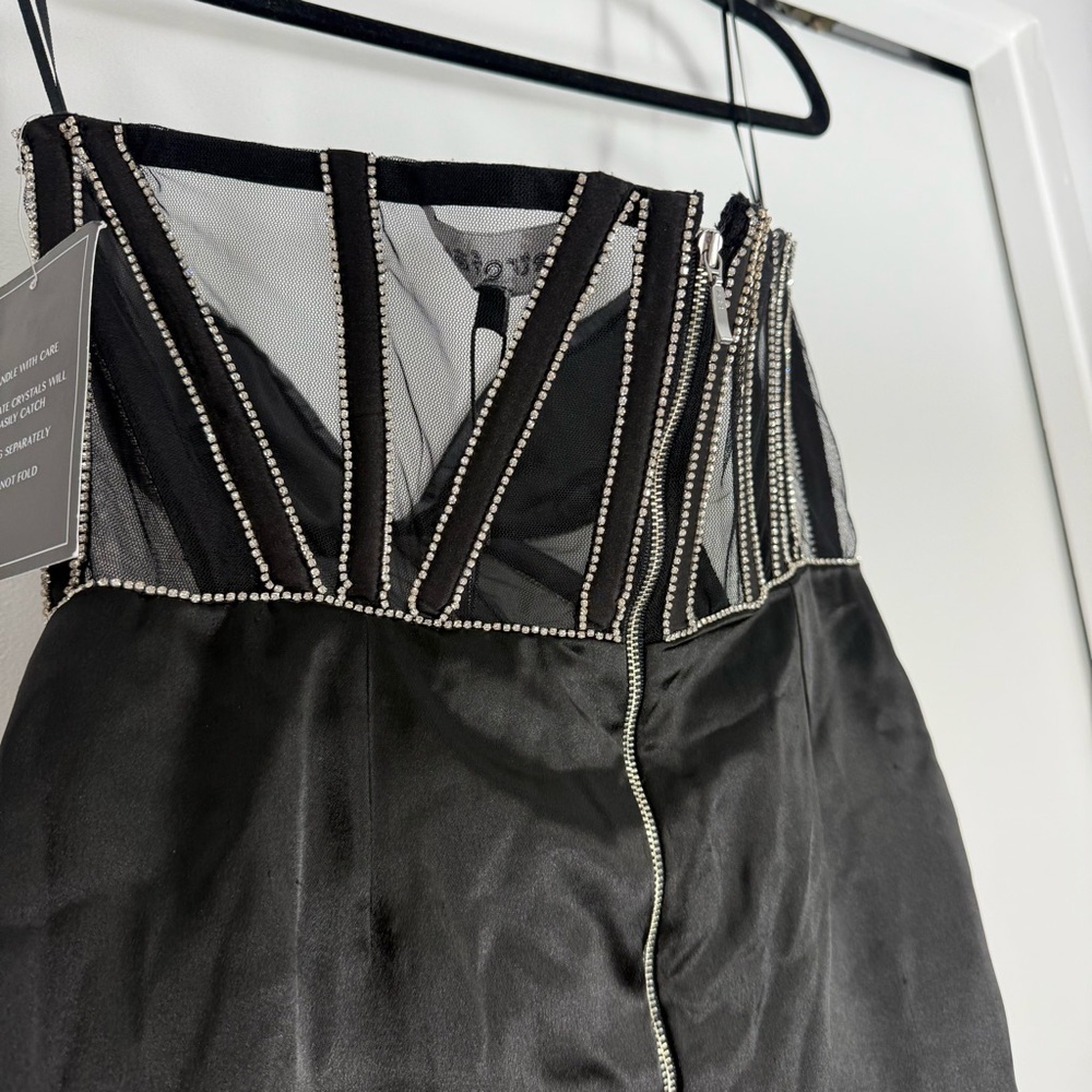 Retrofete Black Strapless Sheer-Corset Mini Dress - Picture 11 of 16